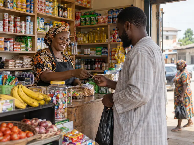 Customer in a neighbourhood mini-mart